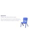 Flash Furniture Blue Plastic Stackable School Chair with 10.5'' Seat Height, PK2 2-YU-YCX-003-BLUE-GG - alternate 2